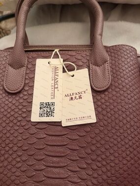 Textured Leather Satchel in Mauve